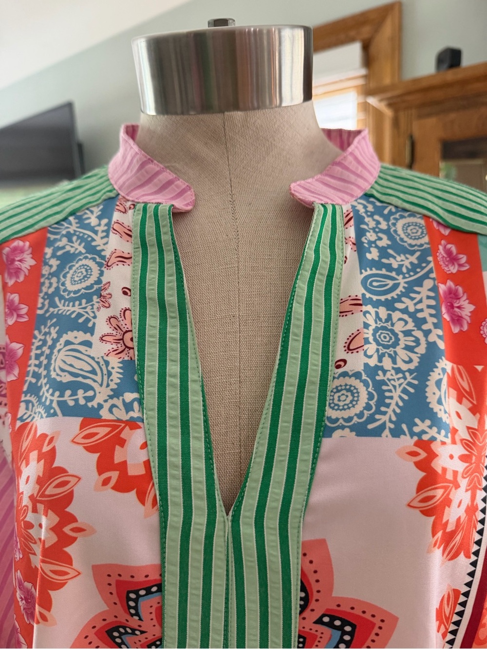 THML Pink & Orange Patchwork Tunic with Green Trim - Picture 3 of 6